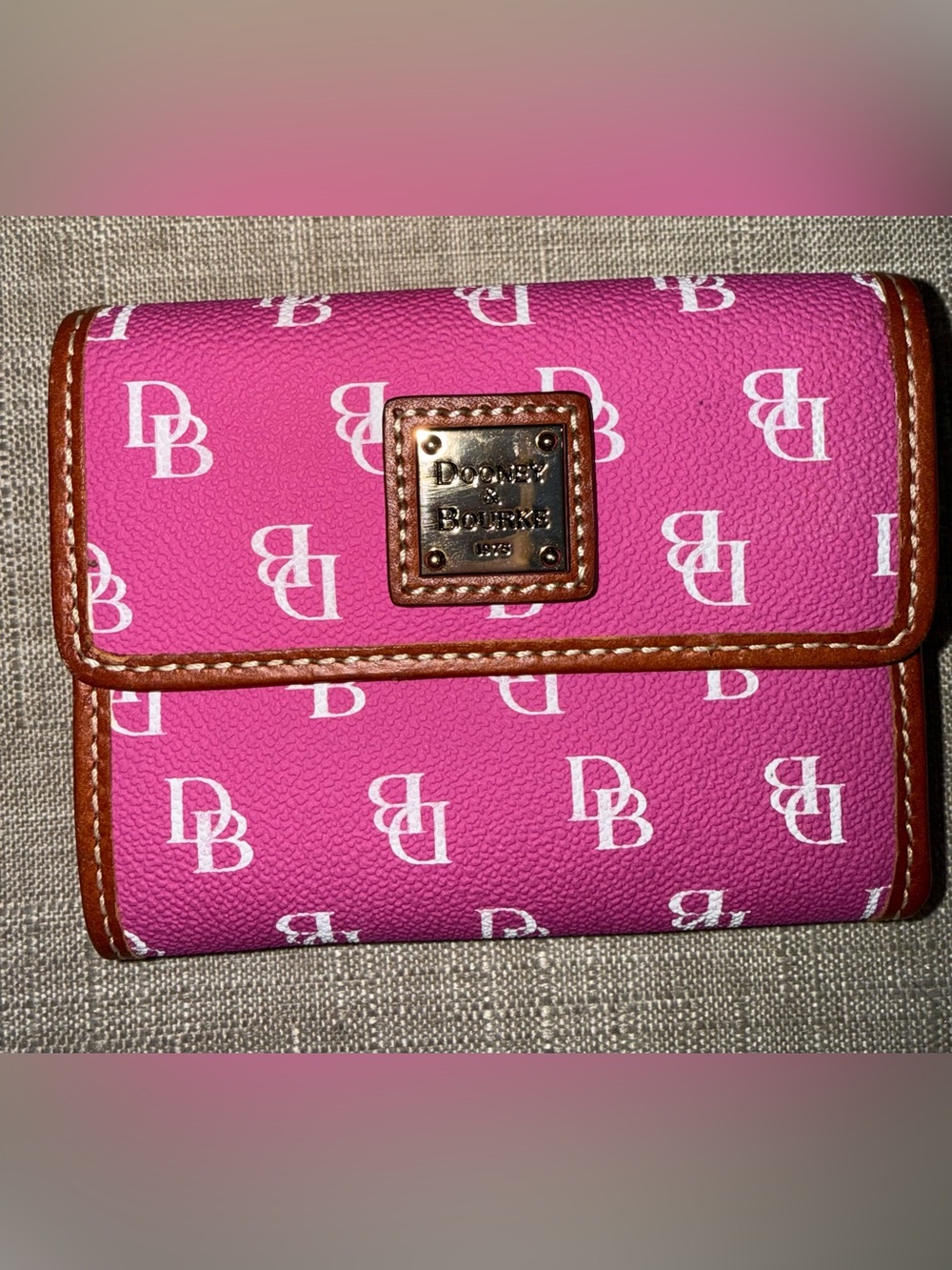 Dooney & Bourke Pink Logo Trifold Wallet